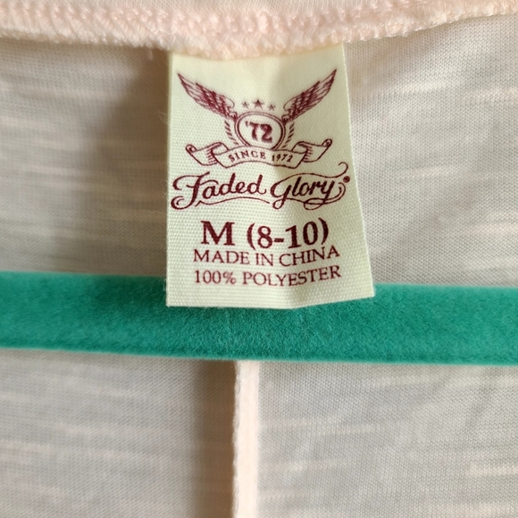 Faded Glory peach cap sleeve butterfly screen print tee w/rhinestone details Med - Picture 6 of 9